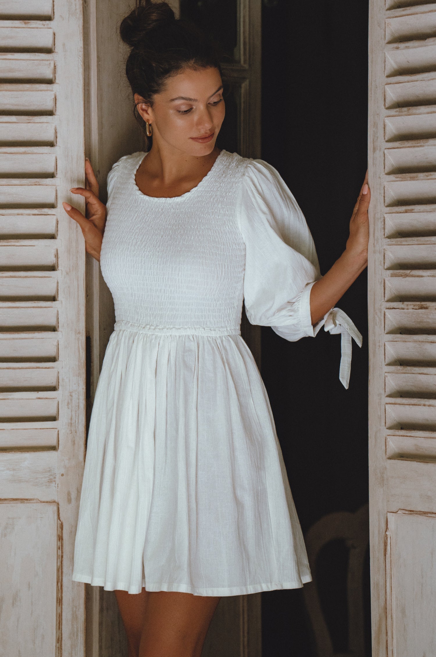 Jolie Puff Sleeve Linen Mini Dress 