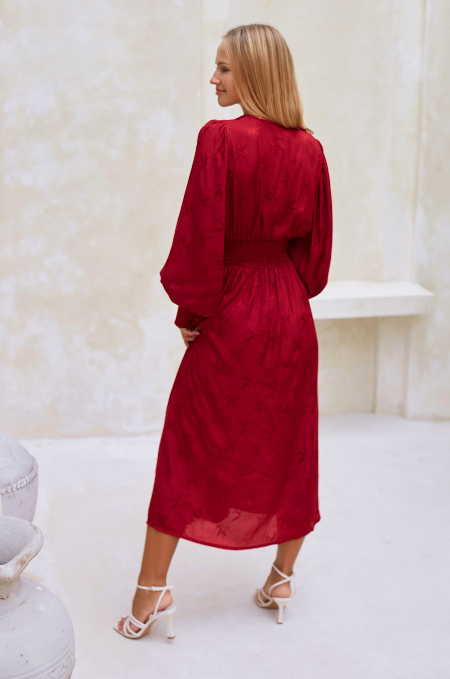 Juliette Pearl Buttons Midi Dress Pearl Ruby