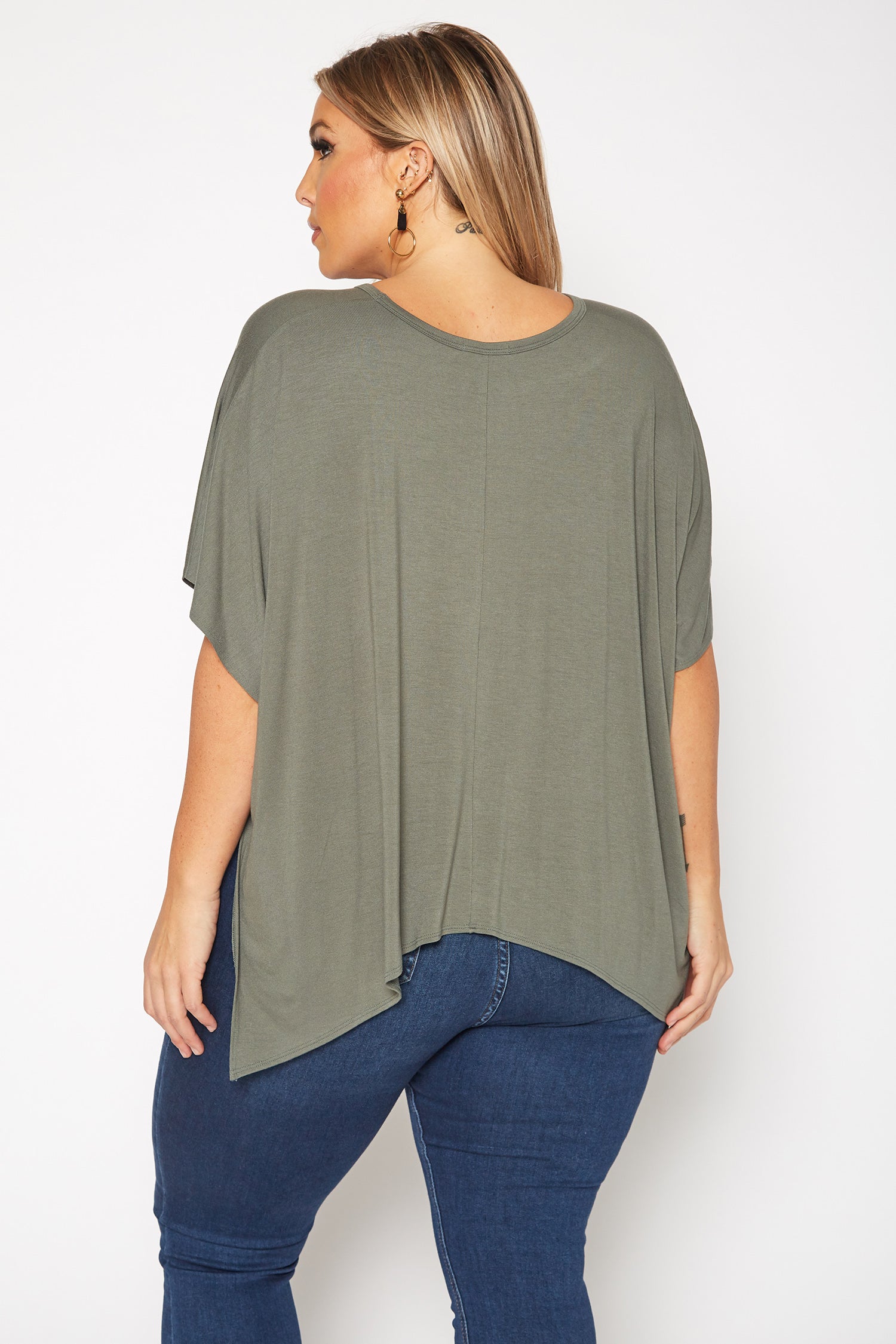 Bellatrix Plus Basic V-Neck Poncho Styled Tunic - shopatkonus