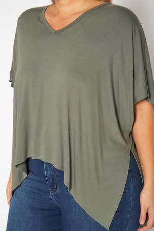 Bellatrix Plus Basic V-Neck Poncho Styled Tunic - shopatkonus