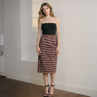 Pleione Gathered Multi Print Midi Skirt