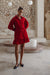 Malina Button Down Cotton Mini Dress Red