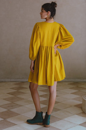 Maribelle Baby Doll Linen Dress Black