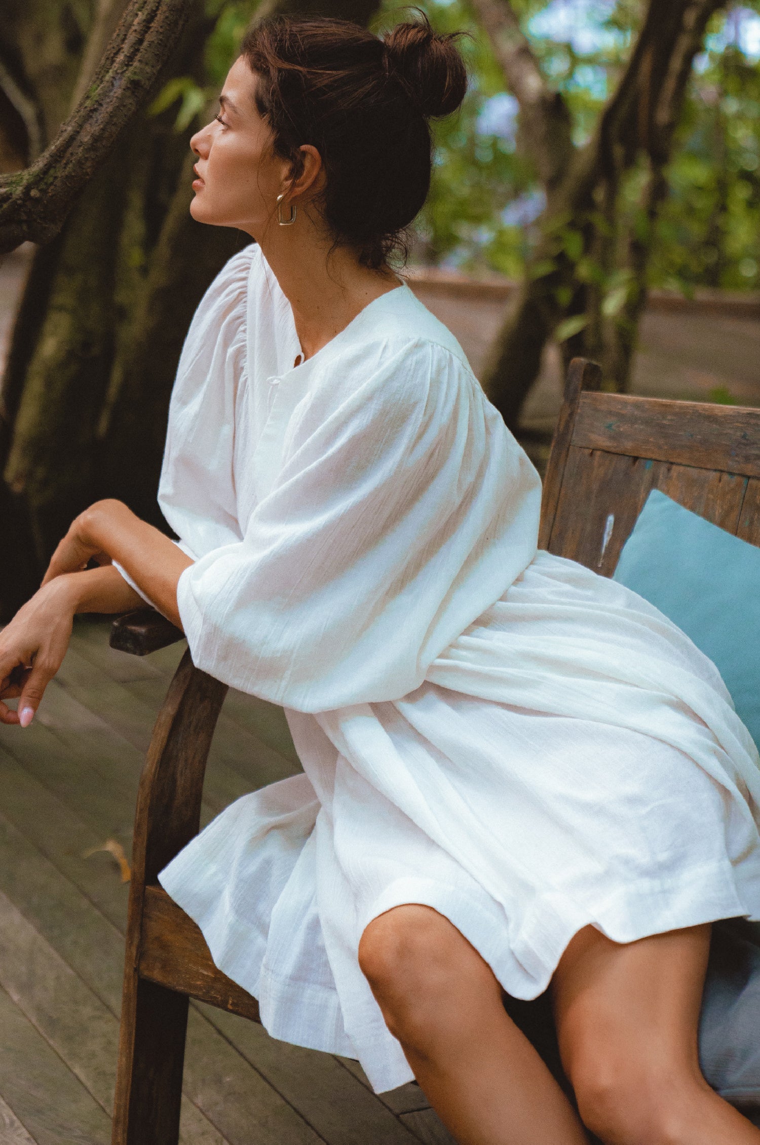 Maribelle Baby Doll Linen Dress white