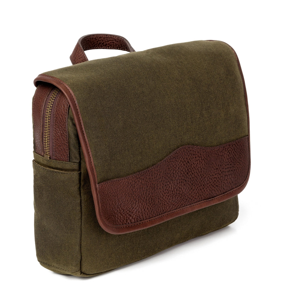 Green Campaign Waxed Canvas Messenger Bag 