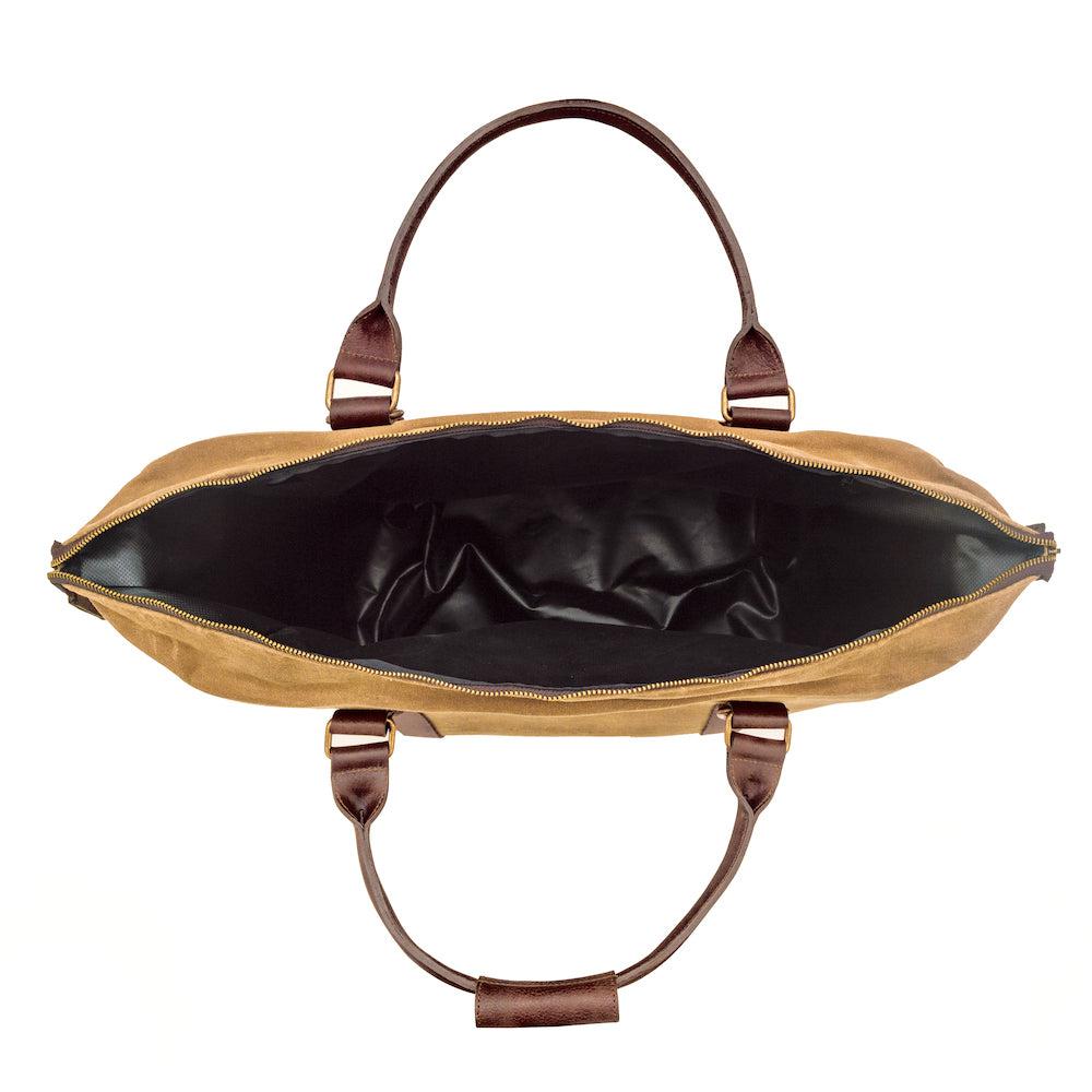 inside view of White Wing Waxed Canvas Large Cooler by Mission Mercantile Leather Goods