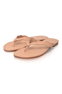 Beige Nuvola Thong Leather Slides 
