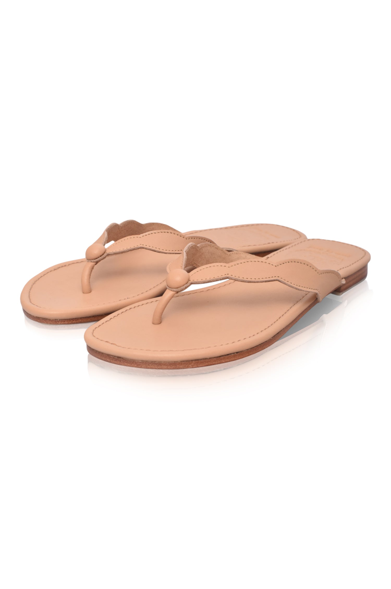 Beige Nuvola Thong Leather Slides 