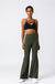 Green High Waist Flare Pants with Stitching