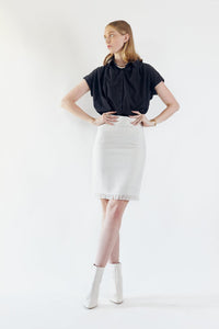 Le Réussi® Fashion - Luxe White Mini Tweed Skirt A Luxurious Blend of Elegance and Sophistication.