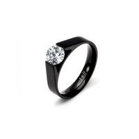 Side view of B.Tiff Tension Black .75 ct Round Solitaire Engagement Ring