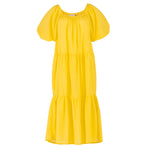 A picture of ROSEMARY Dotted Cotton Dress, in Sunflower Yellow on a white background