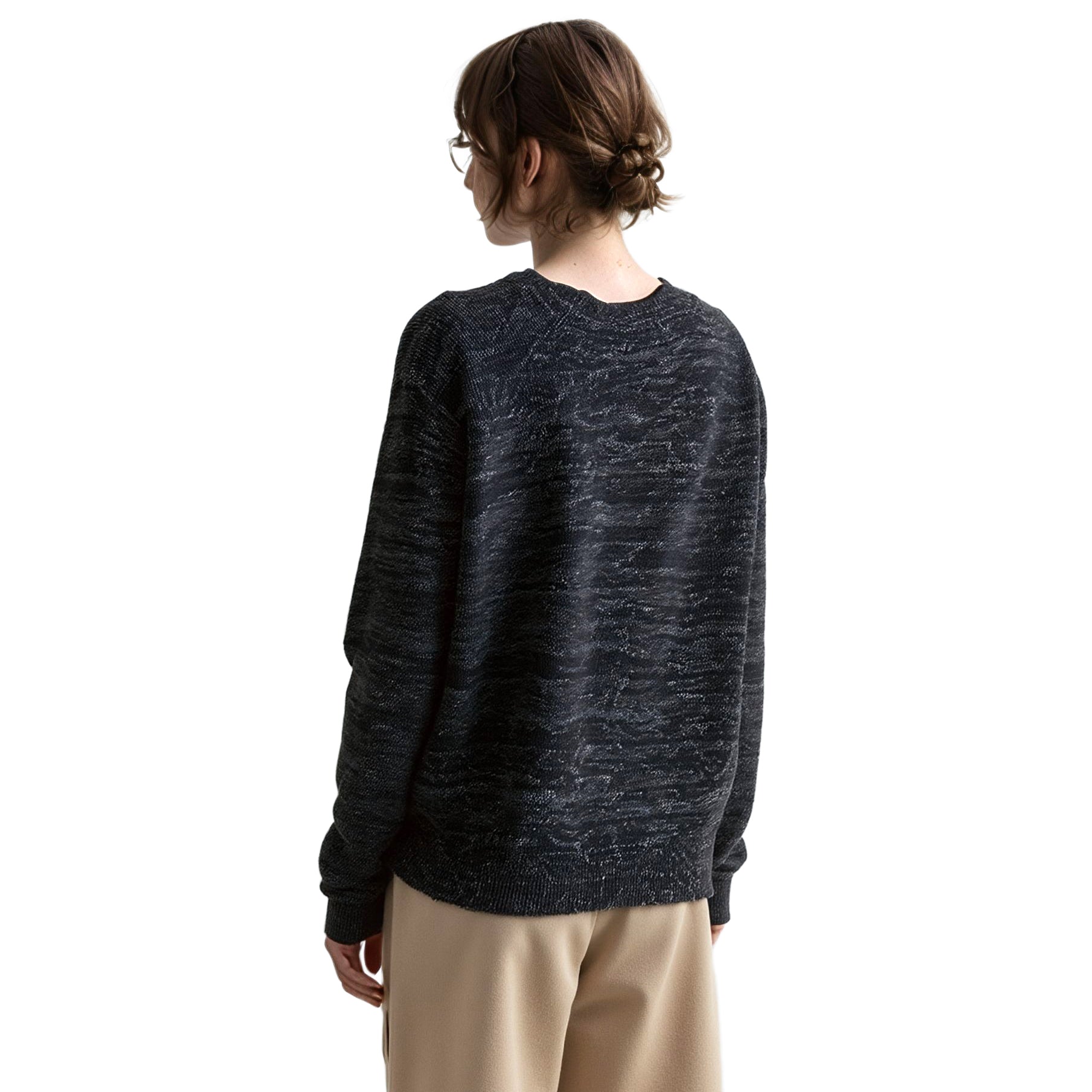 Pleione V-neck Ruched Sweater in Charcoal