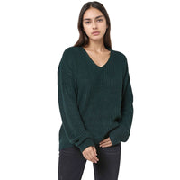 Pleione Women's Cross Back Oversized Sweater in Forest