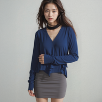 Pleione Wrap Front Long Sleeve Blouse by Shop at Konus