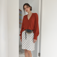 Pleione Wrap Front Long Sleeve Blouse by Shop at Konus