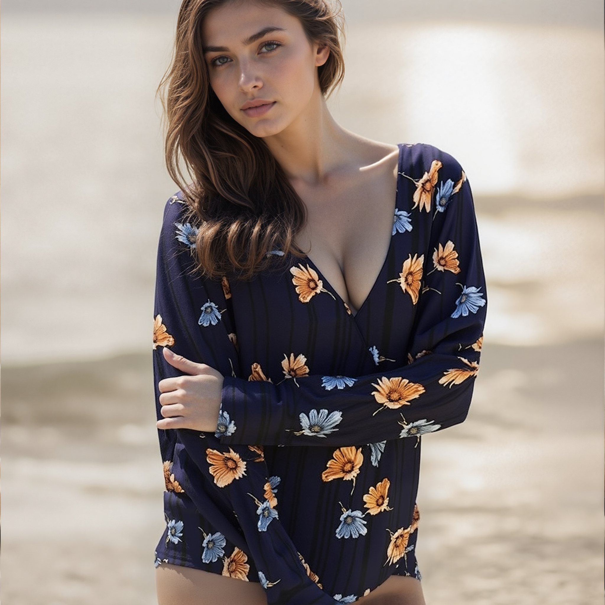 Pleione Wrap Front Long Sleeve Blouse by Shop at Konus