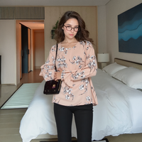 Pleione Women's Round Neck Smocked Ruffle Cuff Top by Shop at Konus