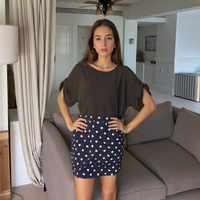 Pleione Round Neck Self-tie Short Sleeve Top by Shop at Konus