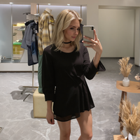 Pleione Women's 3/4 Sleeve Pleated Blouse Top in Black by Shop at Konus