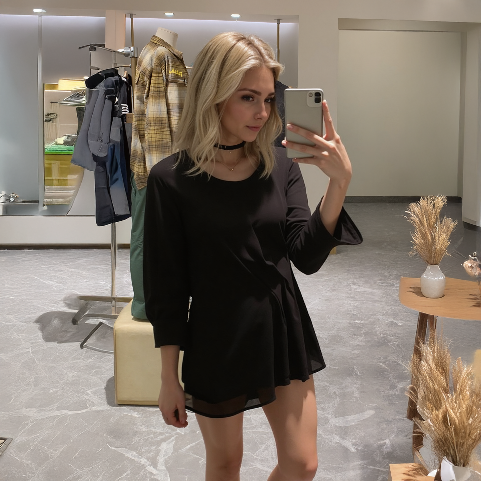 Pleione Women's 3/4 Sleeve Pleated Blouse Top in Black by Shop at Konus