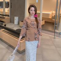 Pleione Women's 3/4 Sleeve Pleated Blouse Top by Shop at Konus