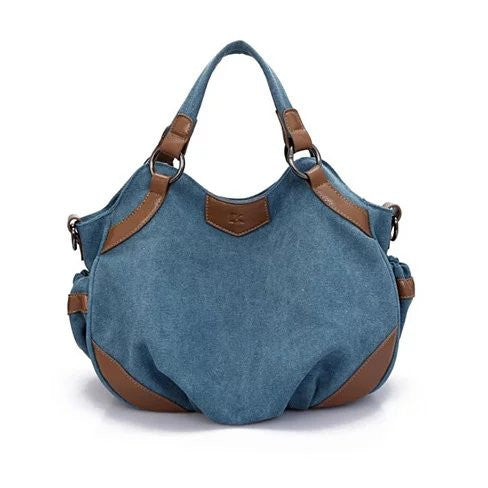 Blue Travel Town Canvas Shoulder Bag