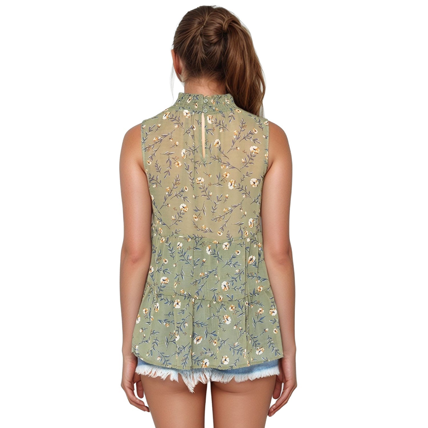 Pleione Women's Mock Neck Tiered Babydoll