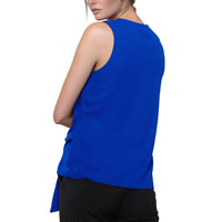 Pleione Women's Round Neck Tie Front Sleeveless Blouse