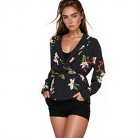 N/A Pleione Wrap Front Peplum Blouse Top