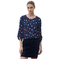 Pleione Women's 3/4 Sleeve Multi Layered Cuff Blouse