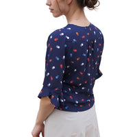 Pleione Women's 3/4 Sleeve Multi Layered Cuff Blouse