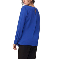 Pleione Self-Tie Wrap Front Blouse in Royal Blue