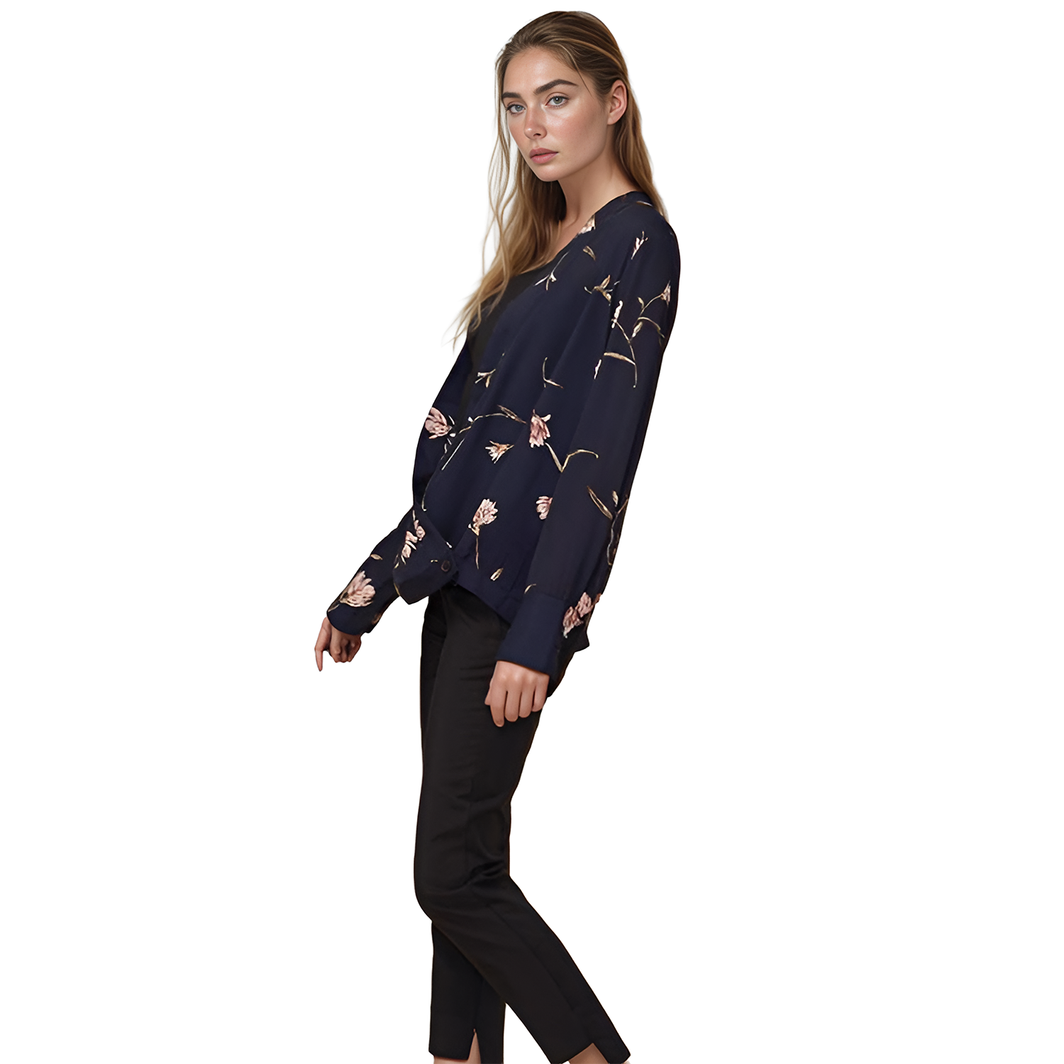 Pleione Wrap Front V-Neck Blouse