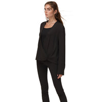 Pleione Wrap Front V-Neck Blouse