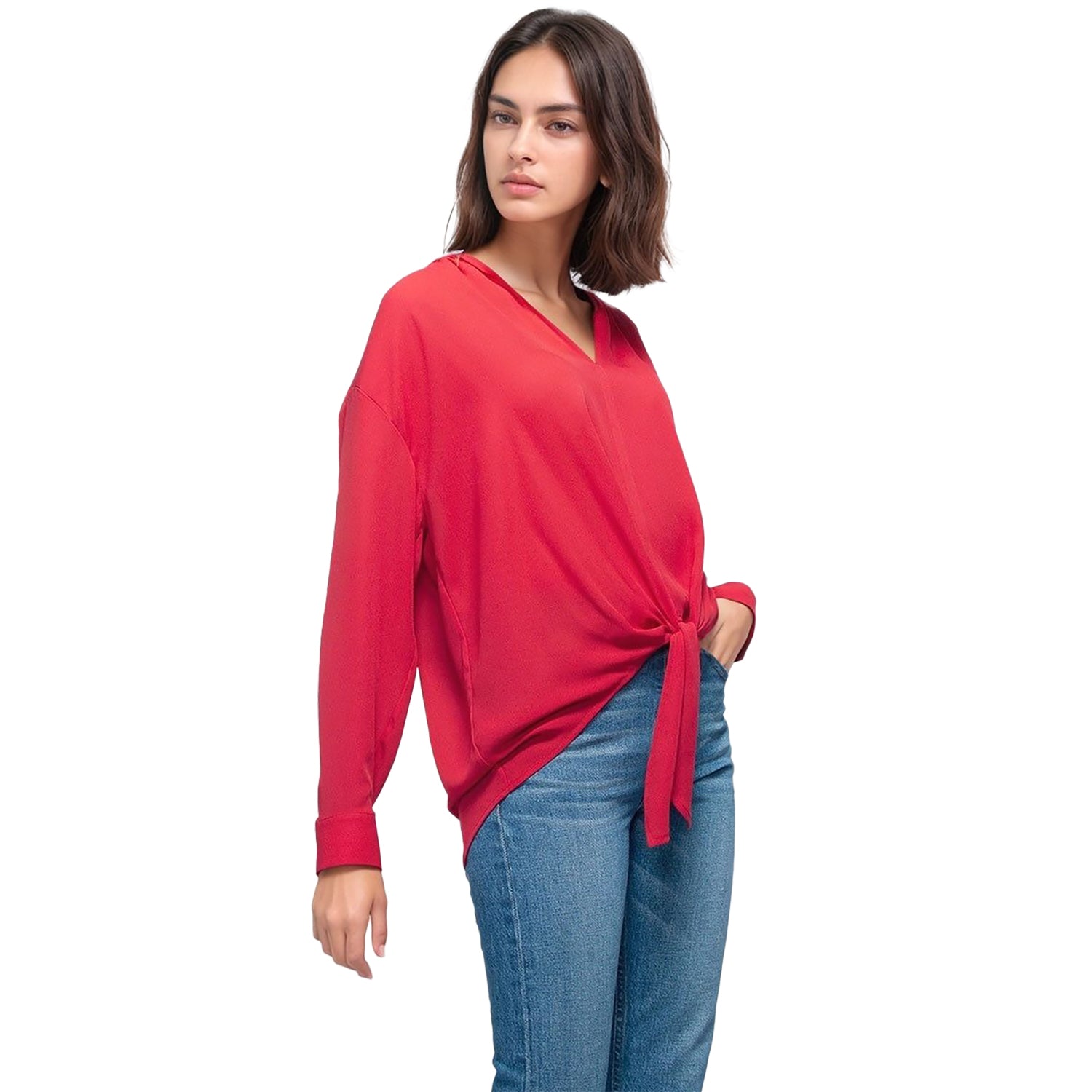 Pleione Women's Tie Hem Blouse