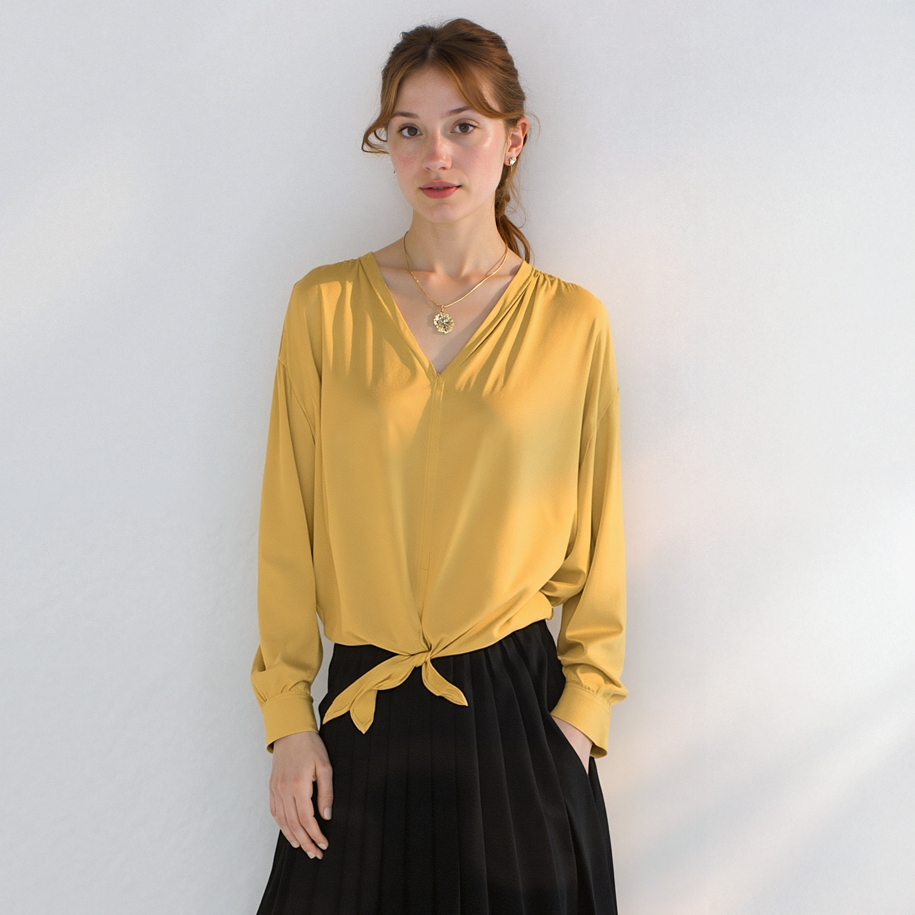 Pleione Women's Tie Hem Blouse