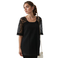 Pleione Women's Lace Sleeve Blouse