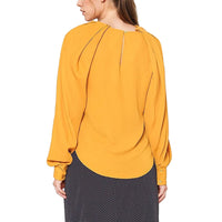 Pleione Gathered Shoulder Blouse in Mustard