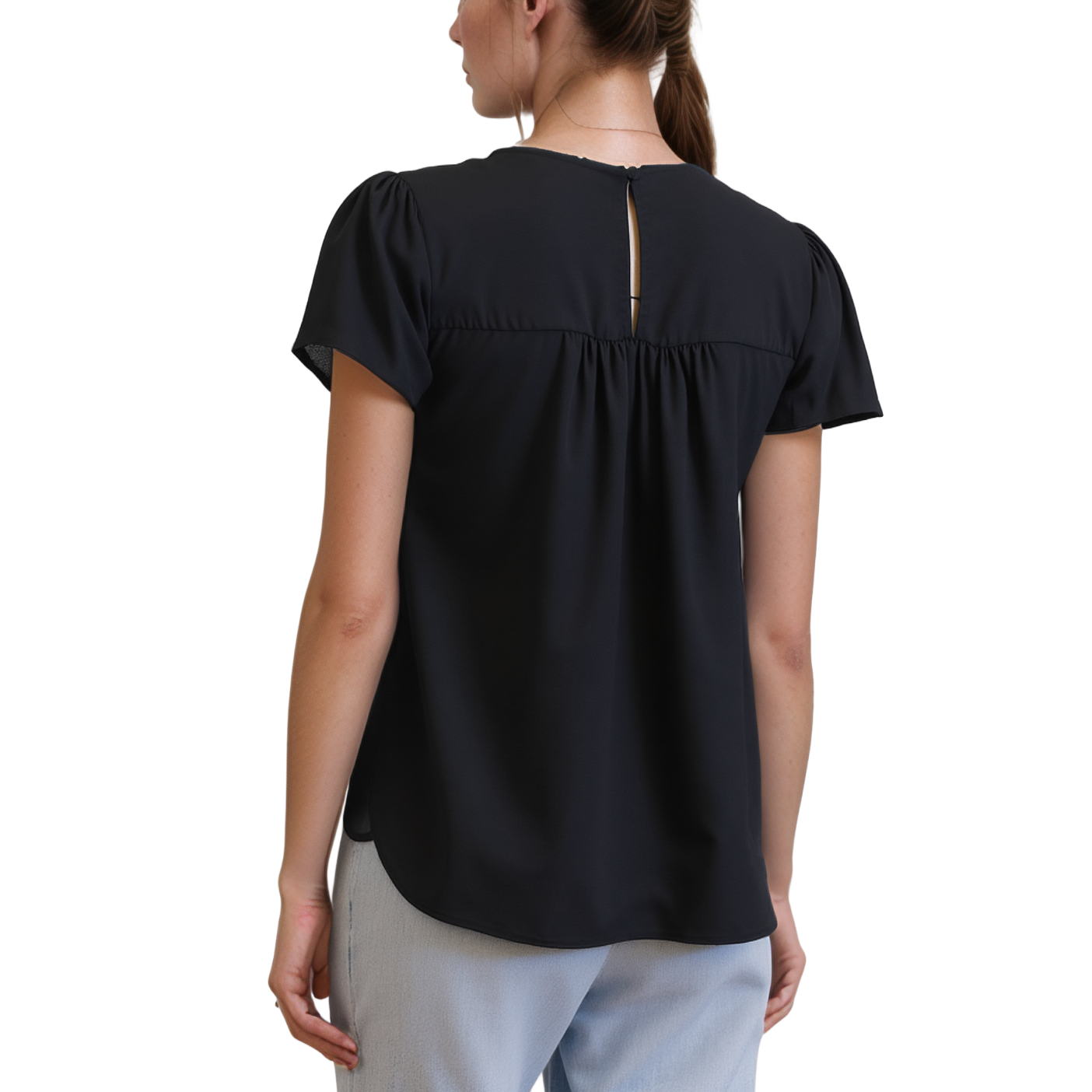 Pleione Ruffle Front Babydoll Blouse