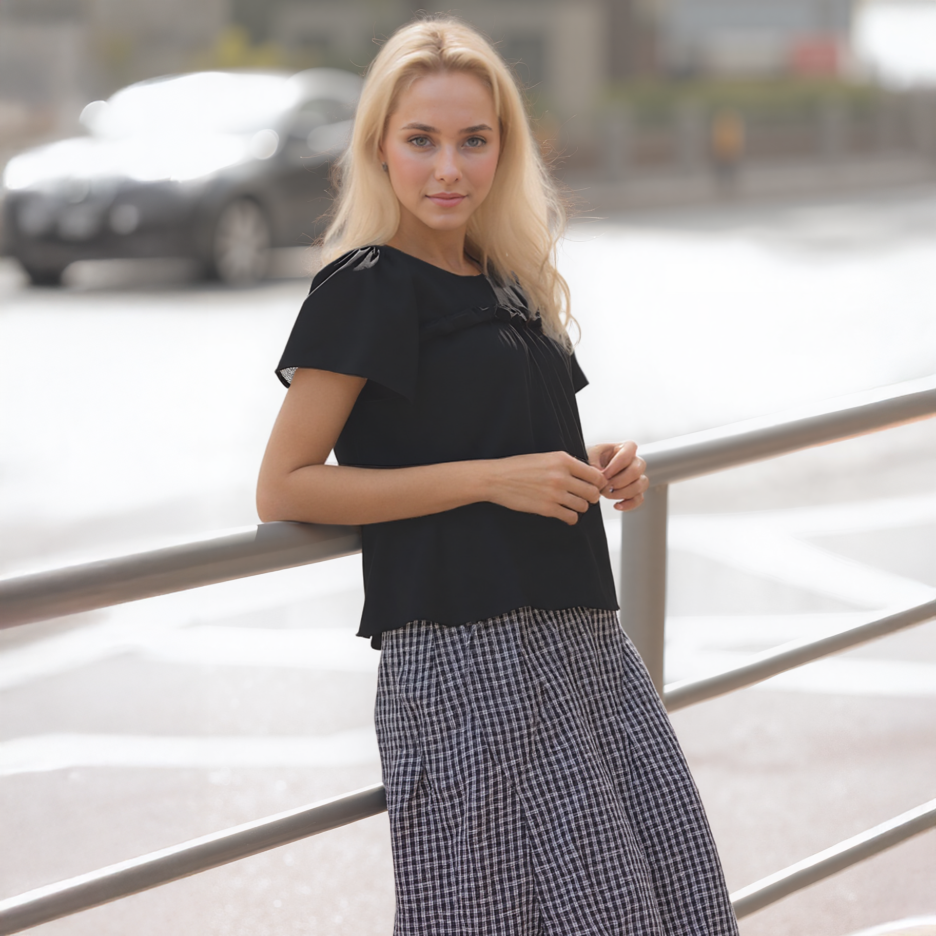 Pleione Ruffle Front Babydoll Blouse