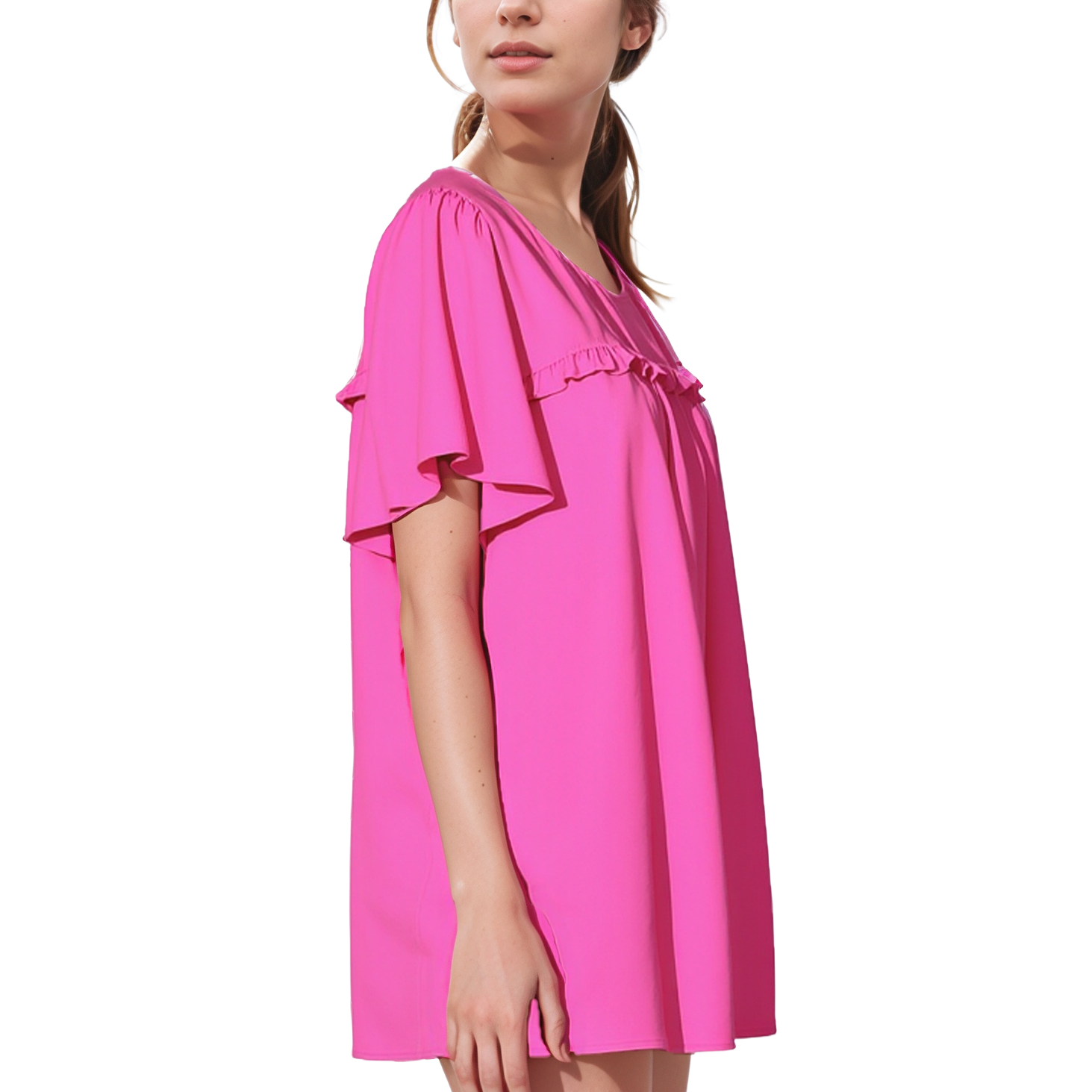 Pleione Ruffle Front Babydoll Blouse