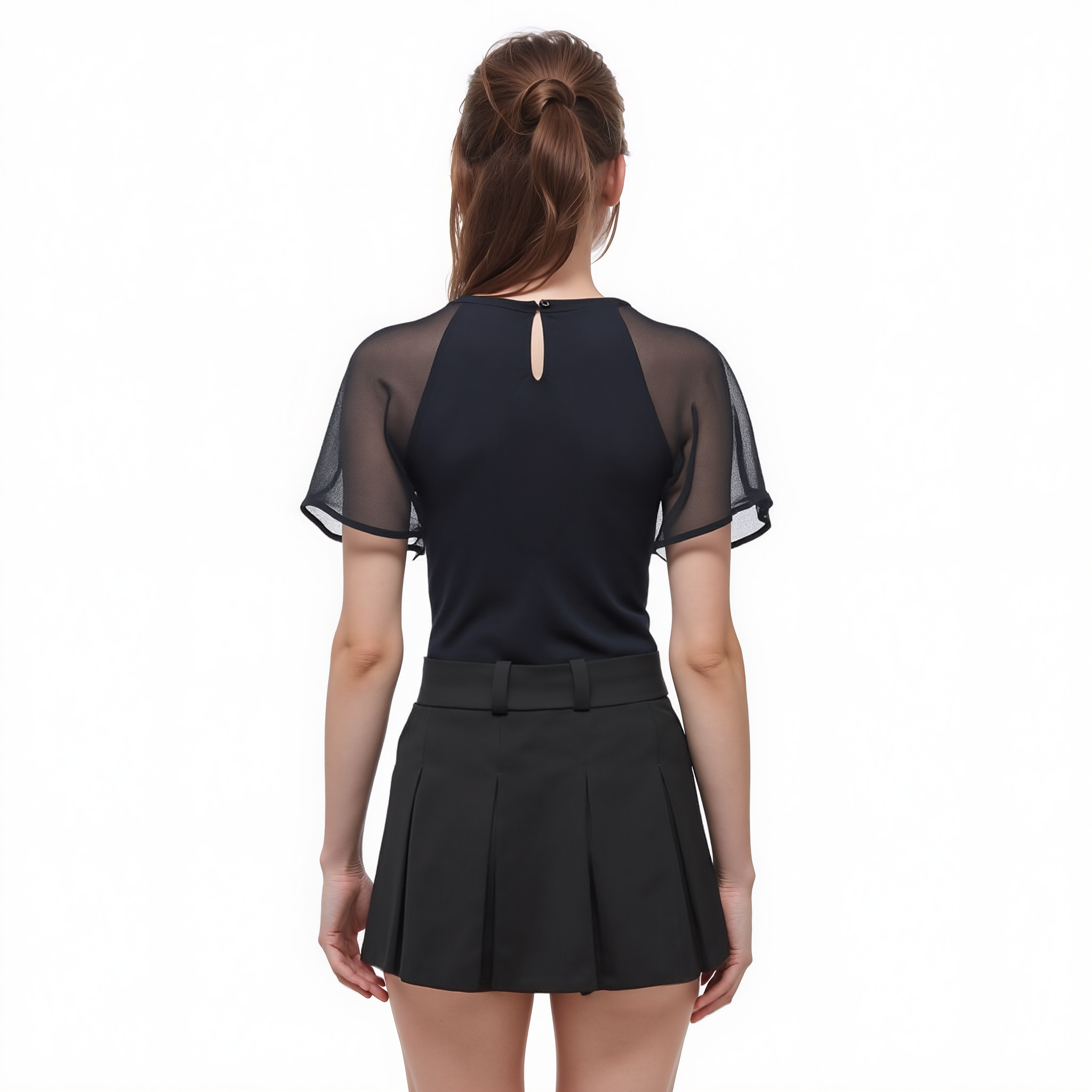 Pleione Crewneck Sheer Raglan Top