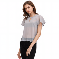 Pleione Crewneck Sheer Raglan Top