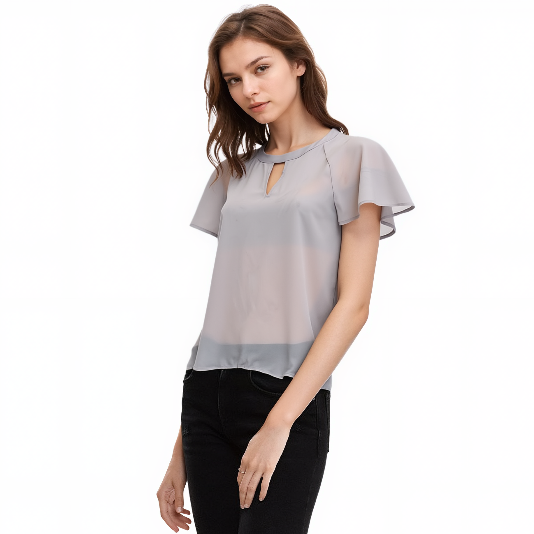 Pleione Crewneck Sheer Raglan Top