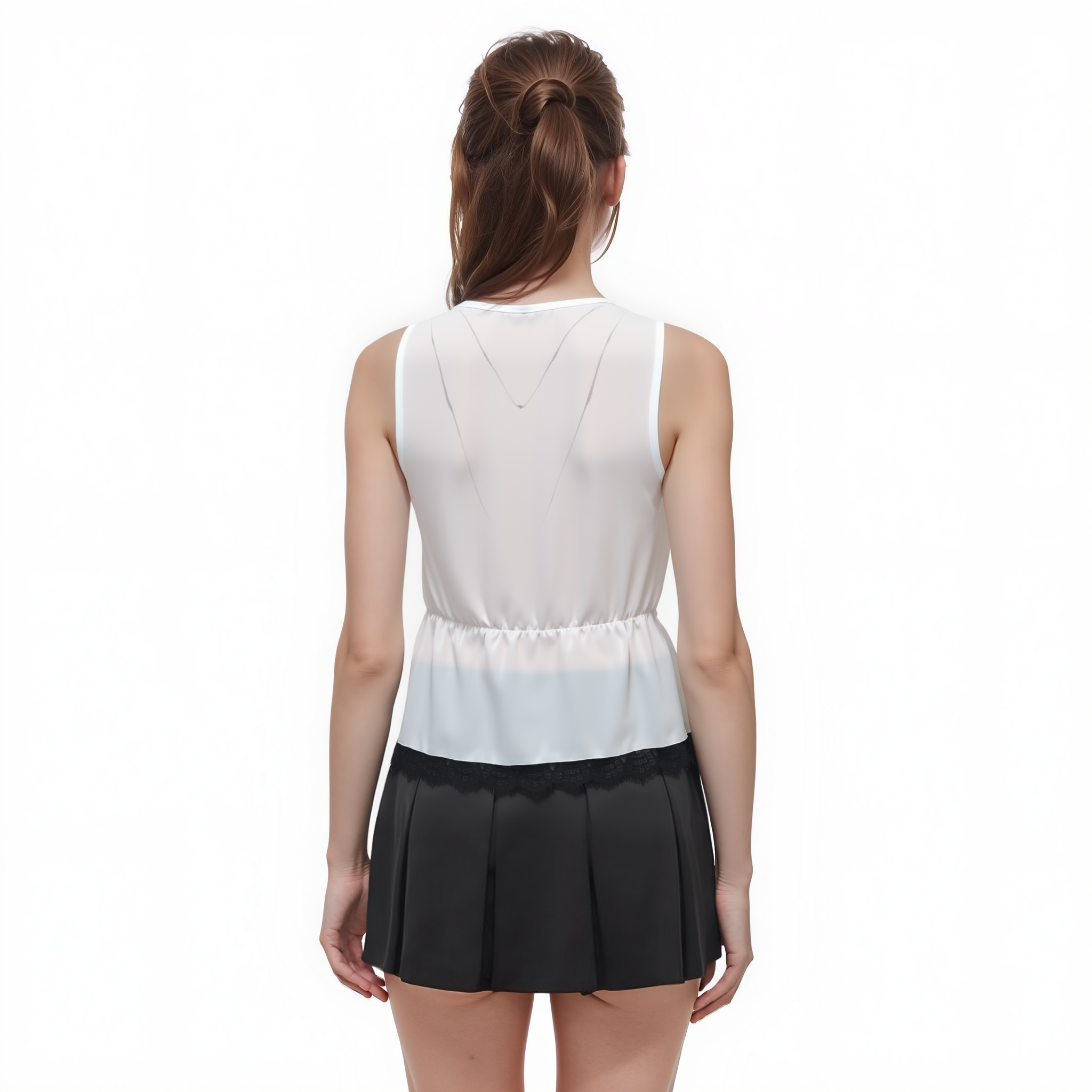 Pleione Lace-trimmed Peplum Blouse