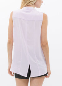 Full view of the back of Women's Stand Collar Sleeveless Blouse