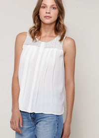 Front view of Women's Sleeveless Tweed Blouse