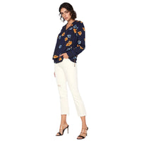 Pleione Wrap Front Long Sleeve Blouse