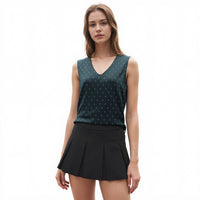 UPDATED - Pleione V-Neck Side Cinch Tie Shell Top In Black